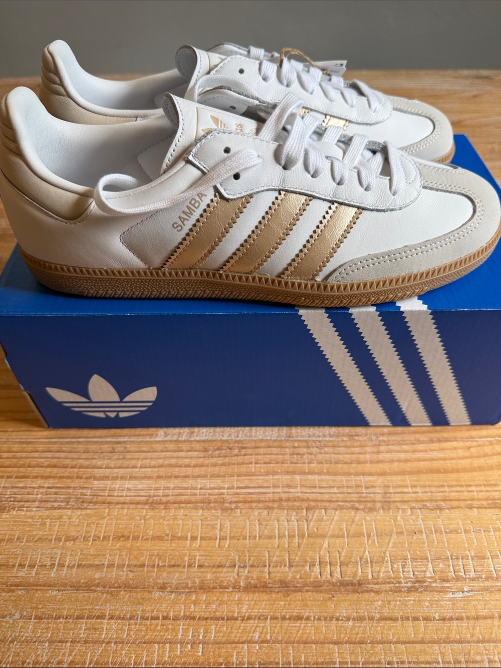 adidas Samba White with Tan Stripes Sneakers IH9127 - Picture 2 of 9